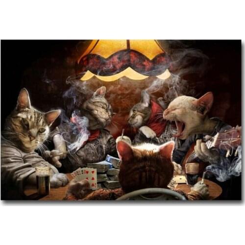 Cats Playing Poker Singing Smoking Funny Metal Tin Sign Wall Art Metal Painting Metal Poster 20x30cm Poster Metal Plaque 2021
