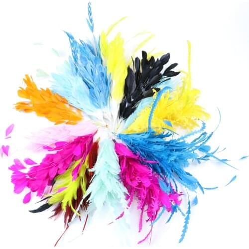 Beautiful Feather Flowers Headdress Hat Decorations 30cm DIY Head Wear Accessories Rooster Turkey Goose Plumes Crafts