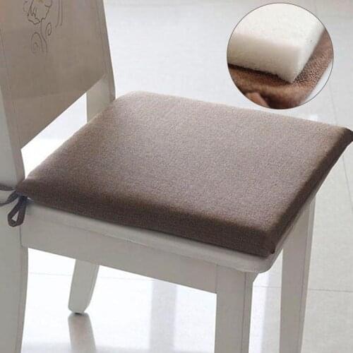 Square Thicken Cushion Linen Office Chair Mat Solid Color Seat Cushions For Dining Room Washable Chair Pad For Home Home Textile