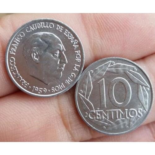 17.5mm Spanish 10 Centimes 1959 Coins Eu Edition Europe 100% Real Original Used Coin Old Random Year
