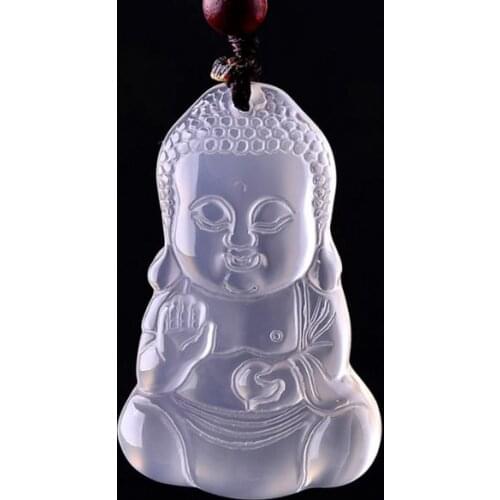 Natural ice kind agate chalcedony Buddha public pendant necklace big day like jade pendants Buddha pendant jade pendant