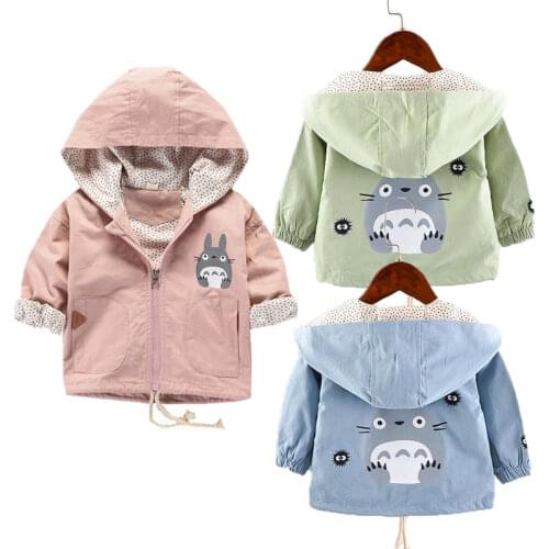 Baby Girls Coats Cartoon Totoro Hoodies Jacket For Girls Autumn Kids Sweatshirt Lovely Baby Kids Windbreaker Children Outerwear