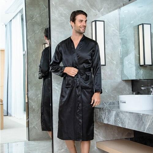 New Sleepwear Summer Couples Printed Imitation Silk Home Wear Robe Bathrobe Morning Gown Sleepwear Lounge Negligee Халат