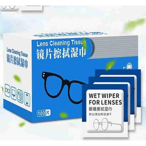 100pcs Glasses Cleaning Cloth Disposable Wet Wipes Anti Fog Misting Dust Remover Sunglasses Phone Screen Cleaning Tool