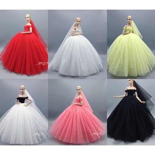 Dress + Veil / Party Dress Evening Gown Bubble skirt Clothing Lace Outfit Accessories For 1/6 BJD Xinyi FR ST Barbie Doll
