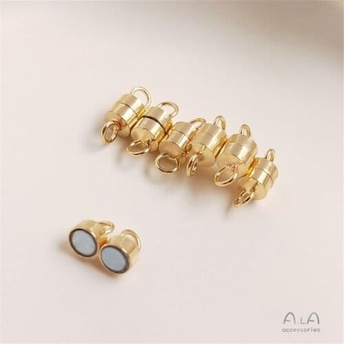 14K Gold Filled Magnet buckle cylindrical closed ring suction link handdiy bracelet head accessories