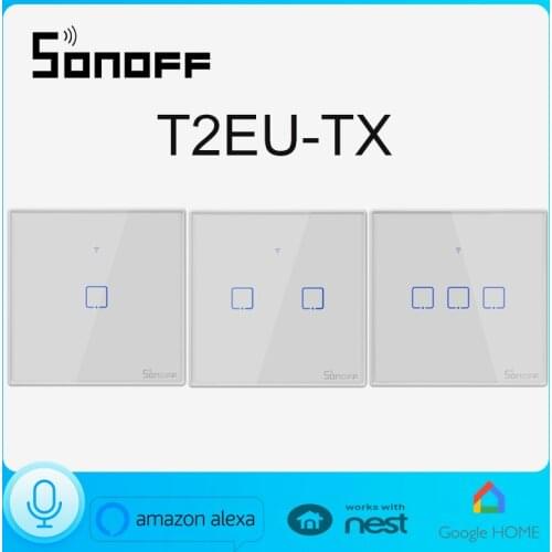 SONOFF T2 EU TX SERIES Smart Wifi Touch Wall Light Switch With Border 433 RF/Voice/APP Control Works With Alexa Smart Home