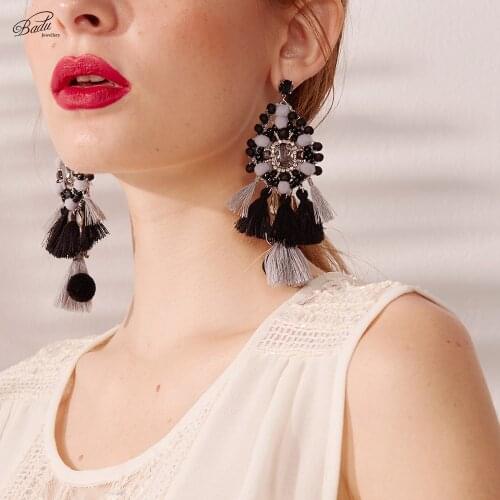 Badu Baroque Fringed Earring Ethnic Long Tassel Women Winter Jewelry Colorful Heavy Earrings Handmade Christmas Party 3 Colors