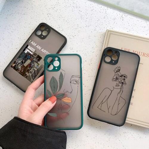 INS funny Art sketch Protection Anti-fall silicon Phone Case For iPhone 12 X XS XR 11 Pro MAX SE2020 7 8 plus Simple soft Cover