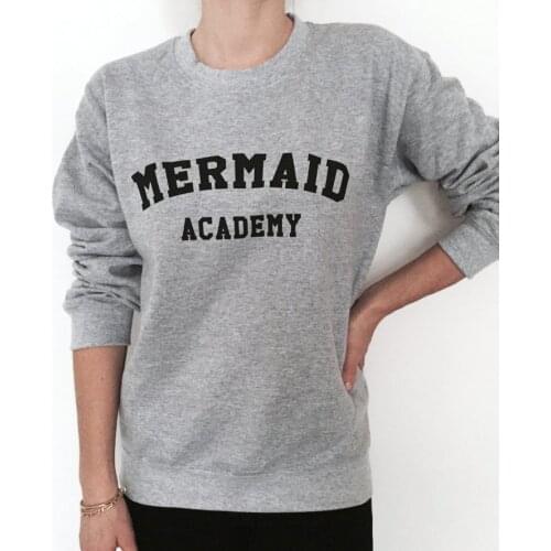 Skuggnas New Arrival Mermaid Academy Sweatshirt Crewneck For Women Girls Jumper Funny Saying Fashion Tumblr Sweatshirt Drop Ship