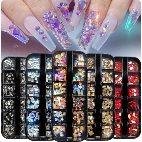 Swarovsky Mixed Shaped Diamond 3D Flatback Glass Nail Art Rhinestones Fancy Shaped Crystals Stones for DIY Nails Art Decorations