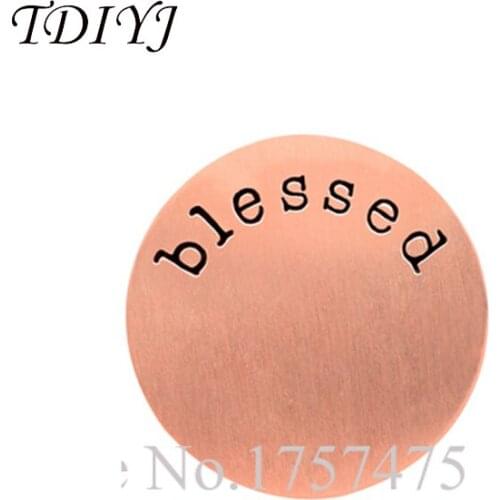 TDIYJ New Design 22mm (10 pieces/lot) Rose Gold Blessed Round Stainless Steel Plates Floating Charms for 30mm Glass Locket