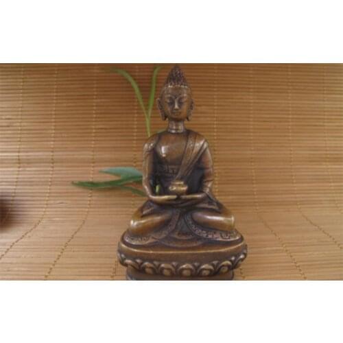 Tibet Buddhism Folk Collect Bronze Copper Amitabha Sakyamuni Buddha Statue