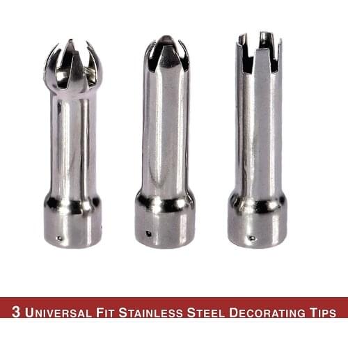 Universal Fit for All N2O Charged Cream Dispensers, 3 Pack Whip Cream Dispenser Stainless Steel Decorating Tips