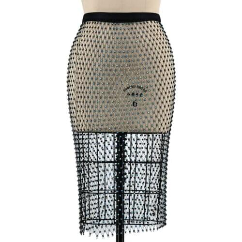 Sexy Women Skirt Black Red White Spring Autumn Bandage Skirts Pencil Plaid Sequined Tassel Sexy Rayon Evening Club Party Skirts