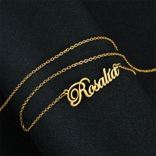Stylisteel Gold Color Cursive Letter Name Necklace for Women Fashion Banquet Clavicle Chain Customize Nameplate Pendant Necklace