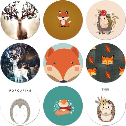 Lovely Deer Cartoon Animals Fox Deer Hedgehog Icons Pins Badge Decoration Brooches Metal Badges For Backpack Decoration 58mm