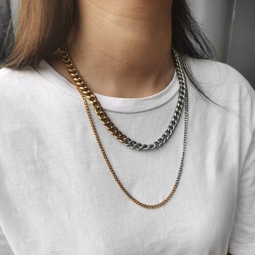 3/9mm Stylish Bicolor Chain Necklace for Men Women Stainless Steel Gold Silver Color Miami Curb Cuban Link Choker New LDNM37
