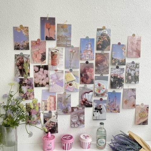 30 Pcs Ins Style Flower Decoration Card Art Photo Props Collocation Postcard DIY Room Wall Sticker Scrapbook Kawaii Stationery