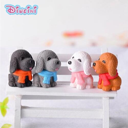 4pcs/set Grey Dog Black Brown White Miniature Cartoon Animal model Girl Boy toys Figurine baby home decoration PVC craft