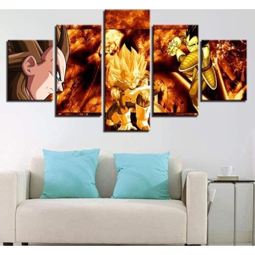 5 Piece Wall Art Canvas Anime Manga Prints Figure Saiyan Pictures And Posters Home Modern Bedroom Decoration Wall Paintings