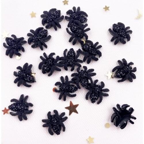 60pcs Delicate Black Spider Flatback Rhinestone Applique DIY Christmas Scrapbook Jewelry Stone Craft SF977*2