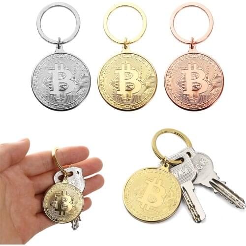 Bitcoin Key Chain Coin Key Rings Jewlery Commemorative Collectors Friends Gifts Key Decorative Coins Bag Keychain Pendant