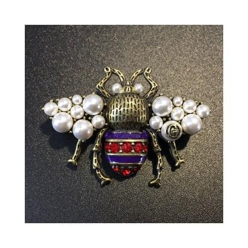 Spider peal rhinestones bead brooch patches applique vintage crystal fabric pin on patch fashion clothing bags decoration patch