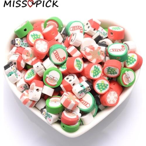30/50/100pcs Mixed Christmas Pattern Polymer Clay Spacer Beads For Jewelry Making DIY Bracelet Necklace Accessories Wholesale