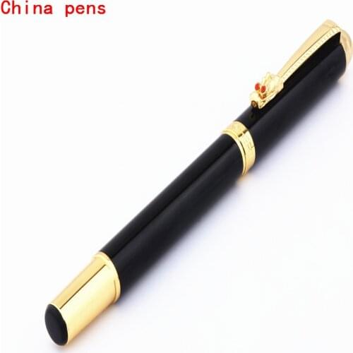 Luxury quality 7026 Black Oriental Dragon Business office Medium nib Fountain Pen New