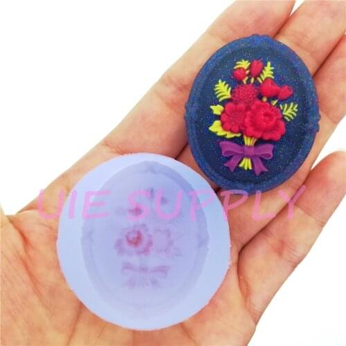 CYL229U Fancy Flowers Cameo Silicone Mold Fondant Cake Decoration Craft Chocolate Candy Resin Art Clay Soap 41.2mm x 34.4mm