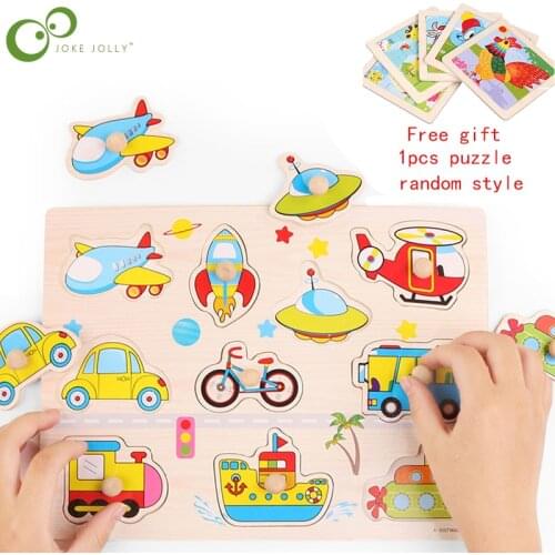 Kids Toy Wooden Animal 3D Puzzle Montessori Wooden Puzzles Hand Grab Boards Toys Tangram Jigsaw Baby Educational Toys WYW