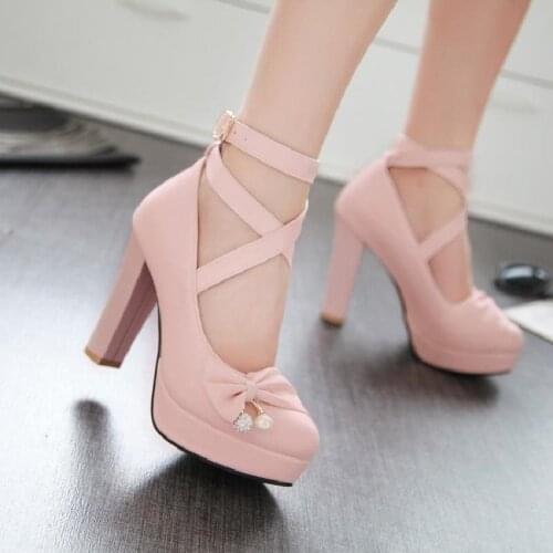 Girls' Leather Shoes Womens Large Sizes 32-43 Party Wedding womens Shoes 2020 Woman High Heels Platform Pumps