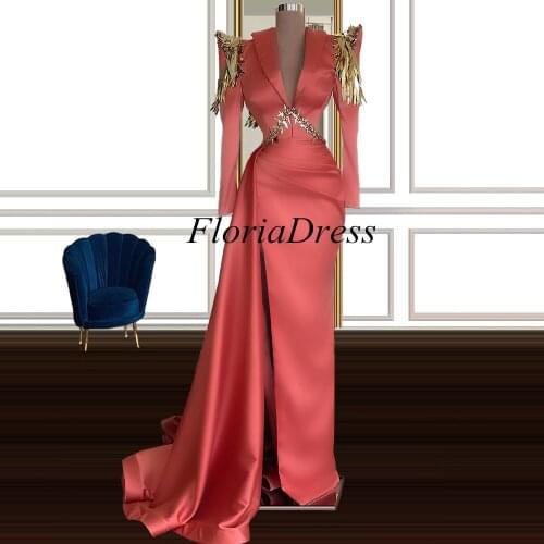 Floria Formal Dresses Gala for Special Occasion Party Custom Plus Size Women Robe Soiree Long Dubai Gowns Turkish Kaftan 2021