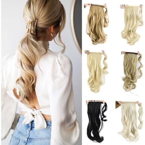 Hair Nest 20 Inch Curly Ponytail Extension Heat Resistant Synthetic Natural Wavy Hairpiece Wrap Around Pony Tail Hair Extensions