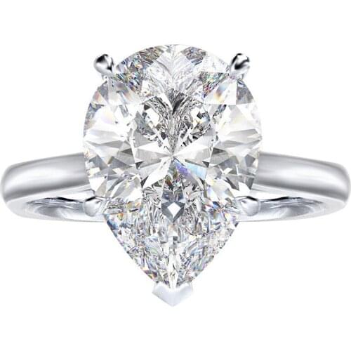 MADALENA SARARA One Carat Drop Water Shape AAAA Cubiz Zirconia Ring Sterling Silver 925 Ring Six Tones Options Imitation Moissan