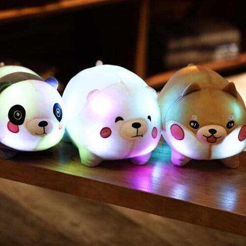 Colorful Glowing Panda Toy Creative Light Up LED Polar Bear Stuffed Animals Plush Toy Christmas Gift for Kids Pillow