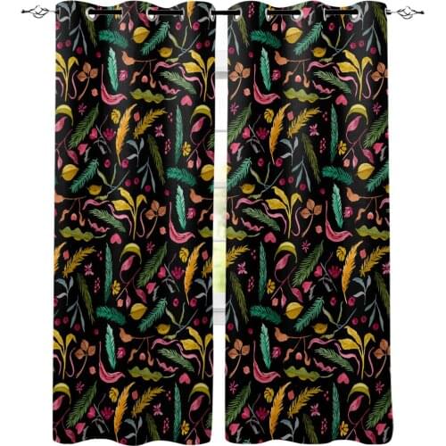 Plant Leaves Love Printed Window Curtains Living Room Bedroom Curtains Polyester Cloth Home Decor