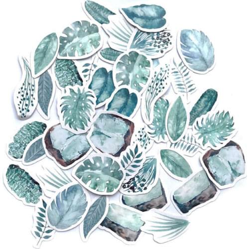 45 Pcs/Set Cute Green Leaves Stickers Planner Decoration Diary Stick Stationery Diy Scrapbooking Label Journal Stickers