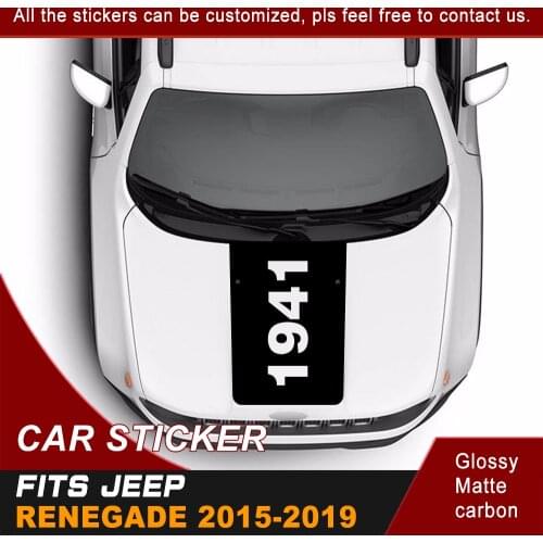 Car Decals Bonnet Hood Scoop 1941 Stripe Graphic Vinyl Cool Sticker Customized Fit For Jeep Renegade 2015 2016 2017 2018 2019