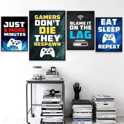 Video Game Wall Art Canvas Painting Gaming Room Decor Posters and Prints Abstract Party Artwork Picture for Boys Room Decoration