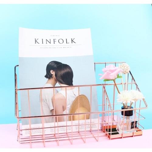 Rose Gold Metal Storage Basket Nordic Kitchen Organizer Rack for Seasoning Jars Office Desktop Finishing Iron Basket