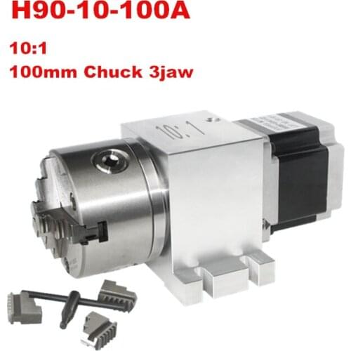 Planetary Reducer A 4th Rotary Axis Chuck 100mm Speed Reducing Ratio 10:1 3 4 Jaw for Wood Router Cnc Engraving Machine