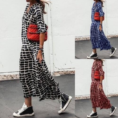 Leopard Printed Boho Dress Women Casual Long Dresses Summer Loose Maxi Dress Female A-Line Sundress Long Sleeve Vestido De Mujer