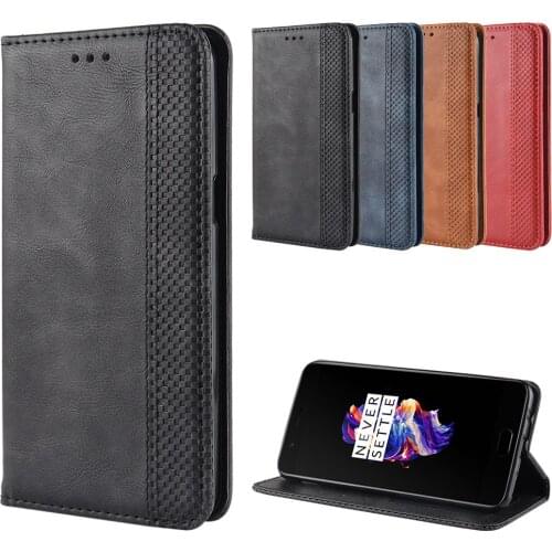Luxury Retro Slim Flip PU Leather Cover for OnePlus 5 One Plus5 1+5 Case A5000 Wallet Card Stand Magnetic Book Cover