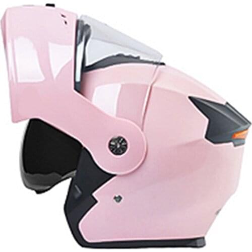 Pink Motorcycle Helmet Men Motorbike Biker Full Face Helmet Flip Dual Lens Modular Scooter Motorcross Riding Moto Crash Helmet