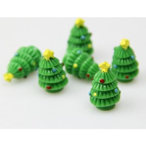 2.2cm Resin Xmas Tree Figurine Craft Garden Decor Ornament Miniature Plant Pot Micro Landscape Bonsai DIY Christmas Gift