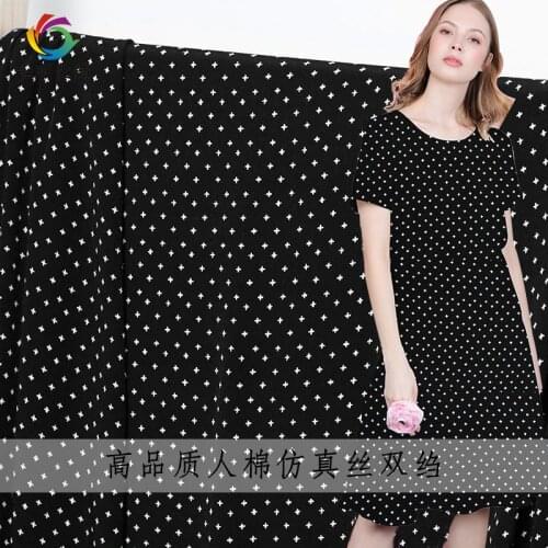 The Cloth 130cm Width Cross Printed Rayon Cotton Crepe de chine Materials Summer Shirt Dress DIY clothes fabrics Freeshipping