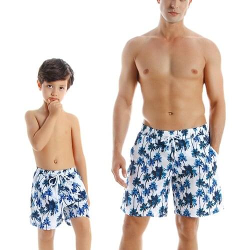 Newest Arrival Family Matching Summer Father Son Men Boys Kids Leaf Briefs Swimwear Beach Outfit Bathing Set Outfits
