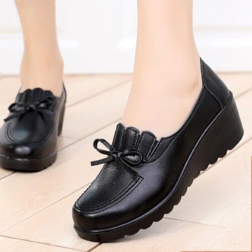Plus Size 41 2021 Mother Shoes Casual Women Pumps Soft bottom Wedges Non-slip Female Work Shoes Thick Platform Ladies High Heels